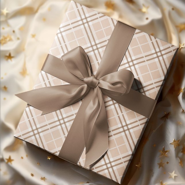 Papier Cadeau Chic Chic Automne Brown Beige Plaid (Créateur téléchargé)
