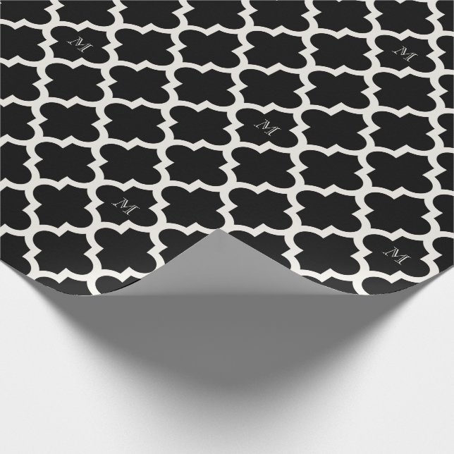 Papier Cadeau Chic chic marocain Quatrefoil Motif Monogramme (Coin)