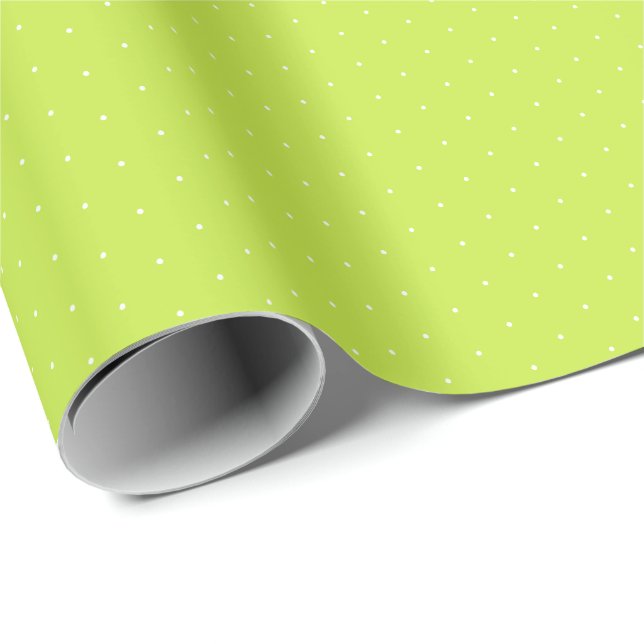 Papier Cadeau Chic citron vert blanc pois minuscule motif mignon (Coin rond)