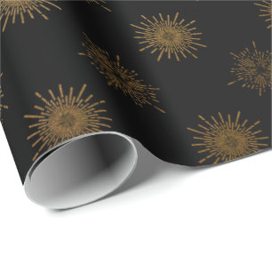 Papier Cadeau Chic élégant d'or de galaxie noire de Sun Stals