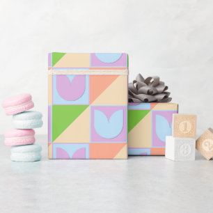 Papier Cadeau Chic et mignon Pastel Blue Blush Pink Tulips