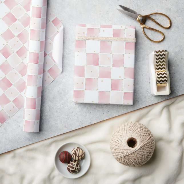 Papier Cadeau Chic Girly Carré rose (Artisanat)