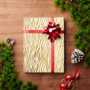 Papier Cadeau Chic Glam Gold White Zebra