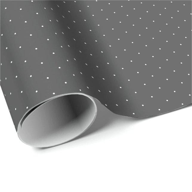 Papier Cadeau Chic gris charbon blanc petit motif pois (Coin rond)