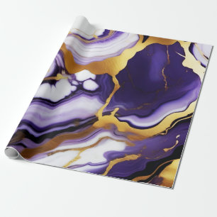 Papier Cadeau Chic joli or violet Faux Marble