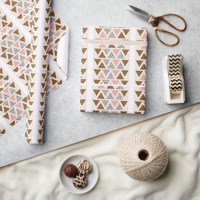 Papier Cadeau Chic Leopard & Pink Triangle Pattern (Artisanat)