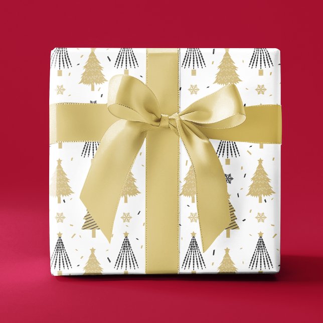 Papier Cadeau Chic Luxe Moderne Arbres de Noël (Créateur téléchargé)