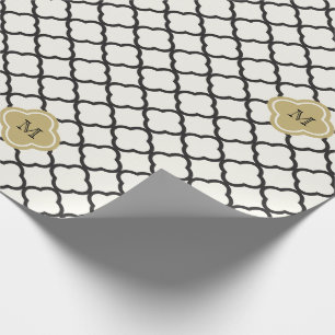 Papier Cadeau Chic Monogram Quatrefoil Motif Art Déco Mariage