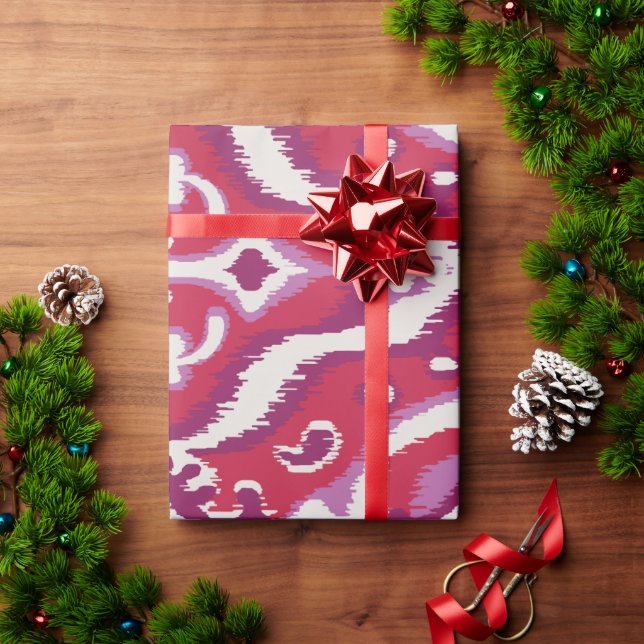Papier Cadeau Chic motifs tribaux kat rouge et violet (Cadeau de vacances)