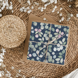 Papier Cadeau Chic Navy Blue & Eucalyptus Mariage