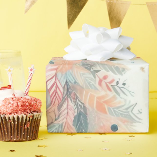Papier Cadeau Chic Pastel Christmas Tree Wrapping Paper  (Fête d'anniversaire)