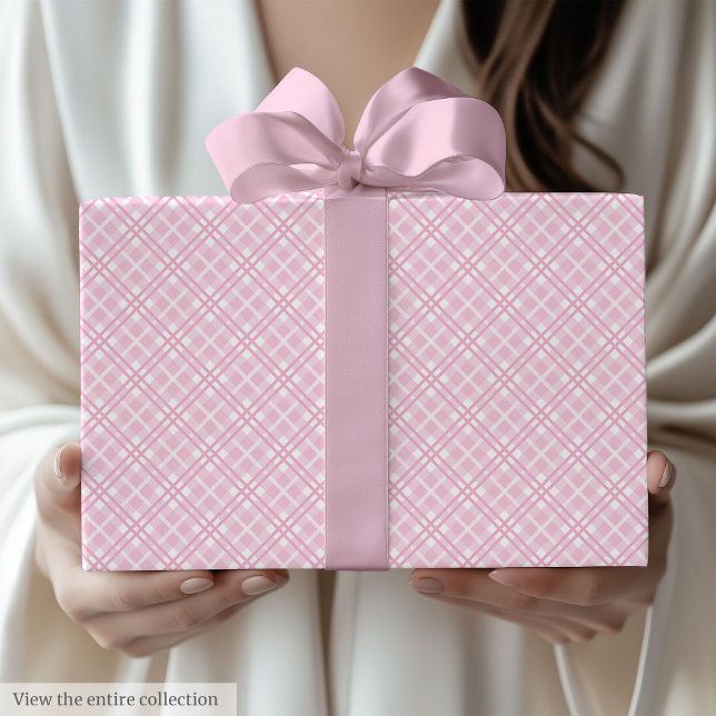 Papier Cadeau Chic Rose Clair et Blanc Emballage pour 60e Annive (Chic Light Pink & White 60th Birthday Wrapping Paper)