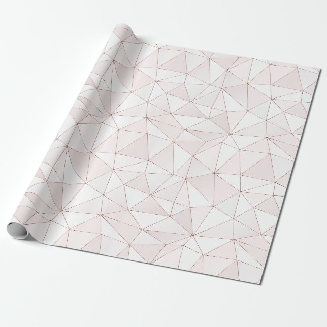 Papier Cadeau Chic Rose Gold Foil Geometry Abstrait Motif (Déroulé)