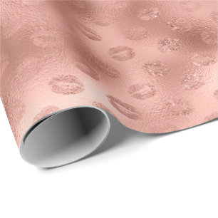 Papier Cadeau Chic rose lèvres Kiss
