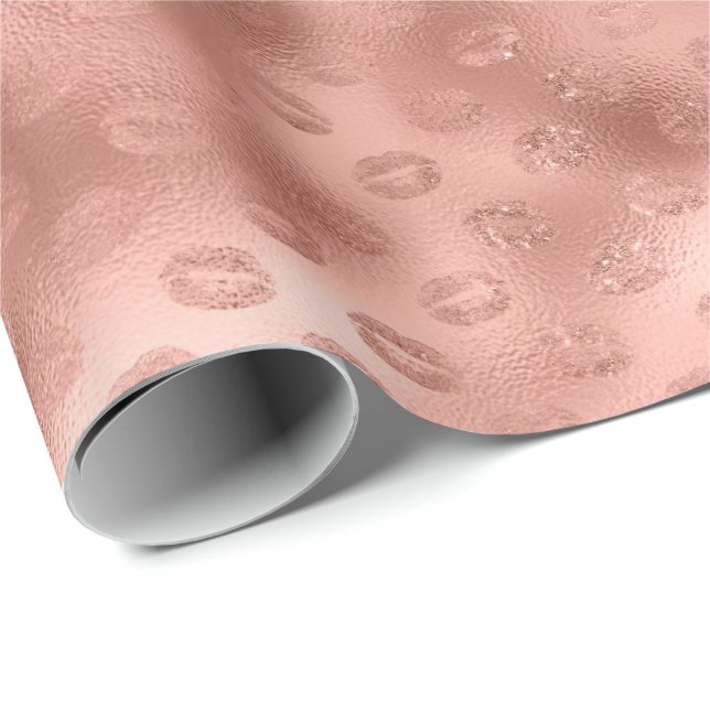 Papier Cadeau Chic rose lèvres Kiss (Coin rond)