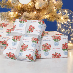 Papier Cadeau Chic Rouge Poinsettia Ginger Joyeux Noël