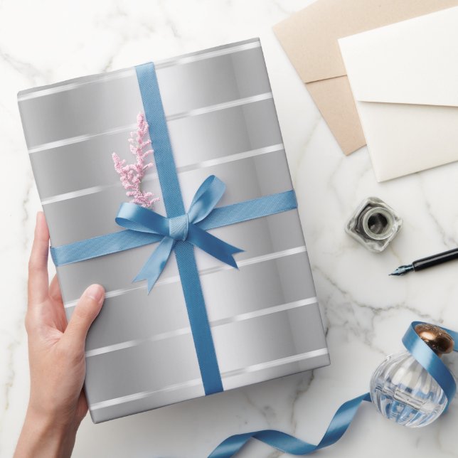 Papier Cadeau Chic Ruban Argenté Nœud Papillon Enterrement de Vi (Cadeaux)