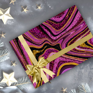 Papier Cadeau Chic Sparkle Parties scintillant marbre art or ros