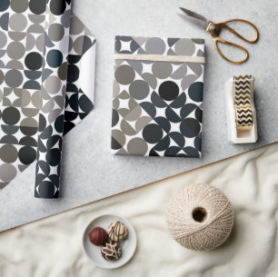 Papier Cadeau Chic Taupe Beige gris noir Cercles Brown Motif