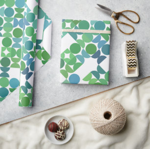 Papier Cadeau Chic Turquoise Blue Shamrock Green Cercles Art Mot