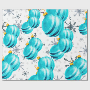 Papier Cadeau Chic Turquoise Ornements Snowflakes Wrapper Papier