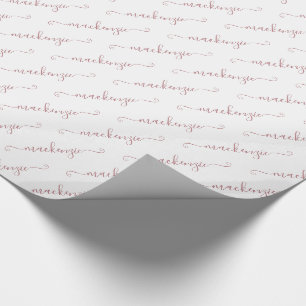 Papier Cadeau Chic White Rose Or manuscrit Nom du script