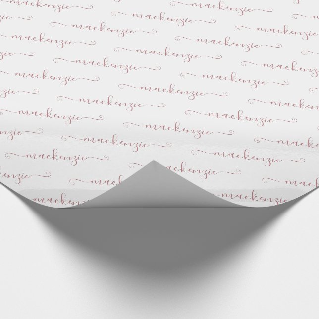 Papier Cadeau Chic White Rose Or manuscrit Nom du script (Coin)