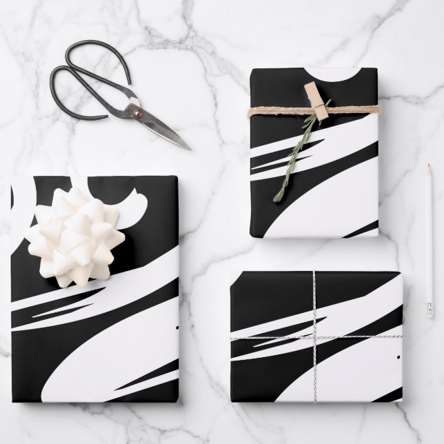 Papier cadeau Chic Zebra noir et blanc (Recto)