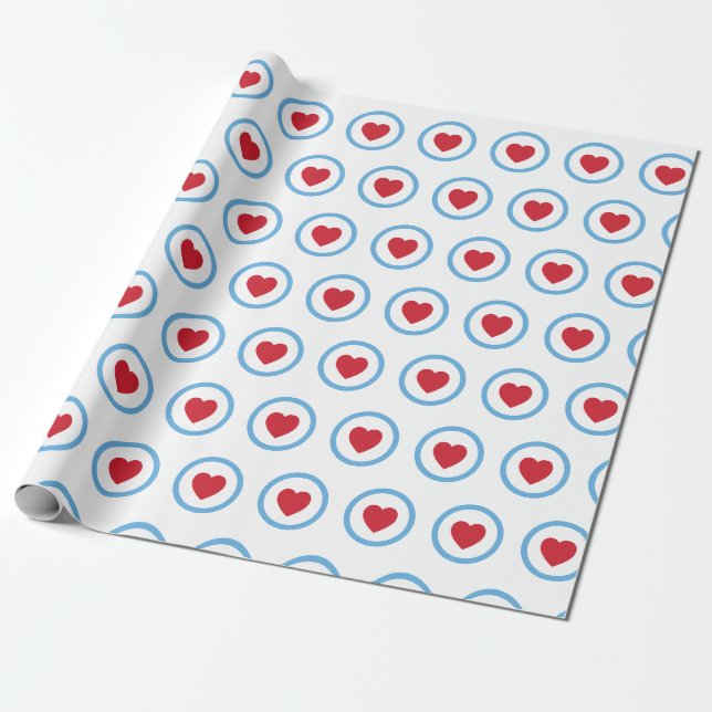 Papier Cadeau Chicago Love | Papier d'enrobage | Coeur rouge | G (Déroulé)