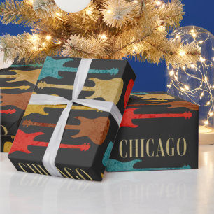 Papier Cadeau Chicago Vintage Guitars Concert Festival Souvenir