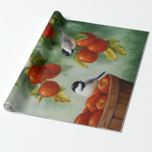 Papier Cadeau Chickadee Birds Apple Harvest