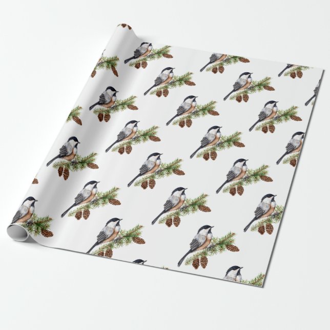 Papier Cadeau Chickadee d'hiver (Déroulé)