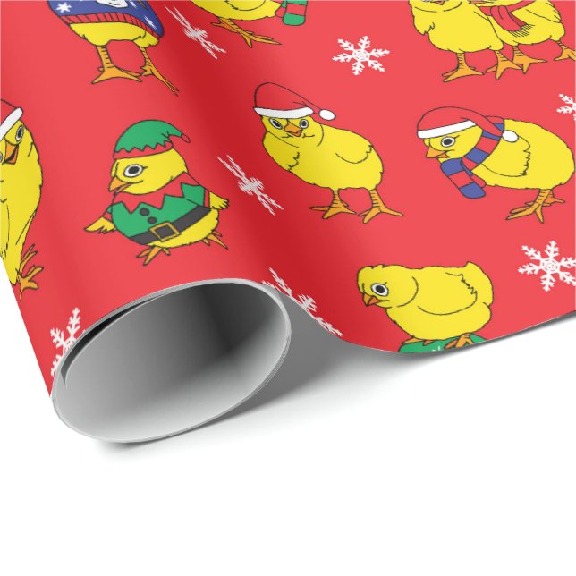 Papier Cadeau Chicken Maman mignonne Noël Fêtes Chicots (Coin rond)