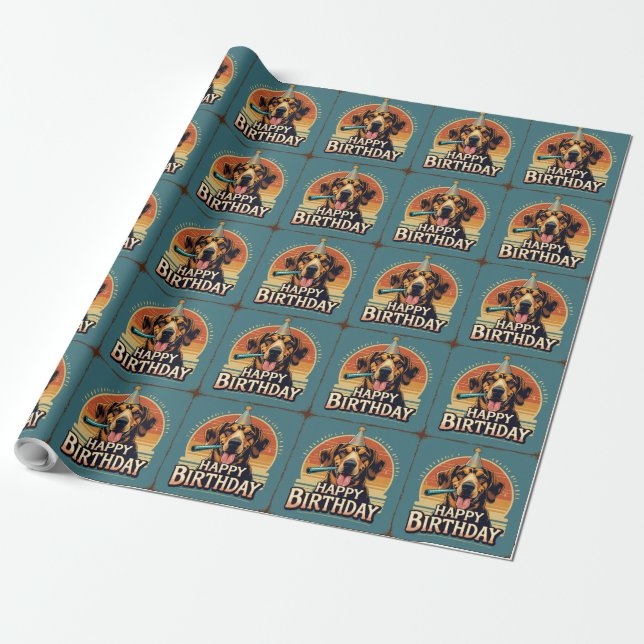 Papier Cadeau Chien à col afghan coloré (Déroulé)