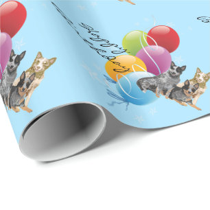 Papier Cadeau Chien australien de bétail, joyeux anniversaire