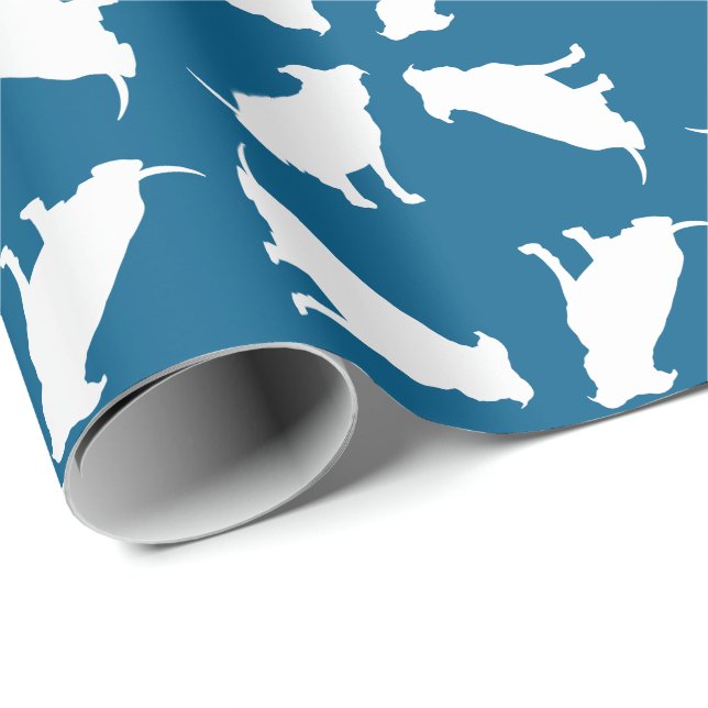 Papier Cadeau Chien Baby shower Pit Pitbull Blue Boy (Coin rond)