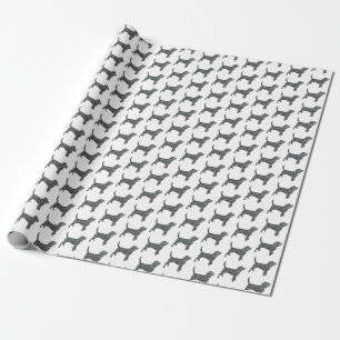 Papier Cadeau Chien beagle Jaune & Grille noire Blanc