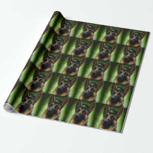 Papier Cadeau Chien berger allemand en tenue de la Saint-Patrick