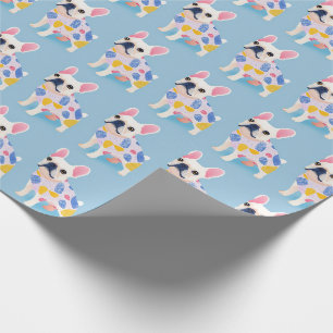 Papier Cadeau Chien bleu français mou