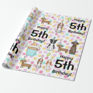 Papier Cadeau Chien Chien Chien Chien Pawty Girl Papier d'envelo