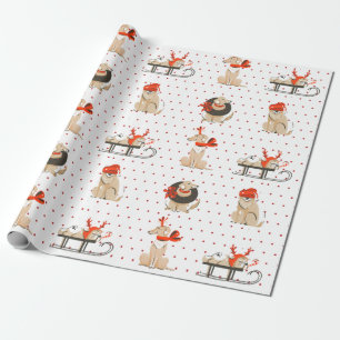 Papier Cadeau Chien Chien Chien Chien Rouge Point Motif Papier d