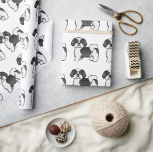 Papier Cadeau Chien Chien Chiite Noir Et Blanc Tzu Cute Motif De