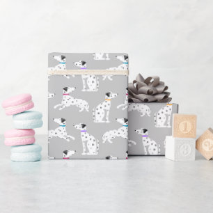 Papier Cadeau Chien Dalmatien Polka Pot Animal Aquarelle Enfants