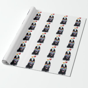 Papier Cadeau Chien de berger allemand avec la Saint-Valentin co