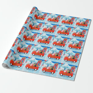 Papier Cadeau Chien de berger allemand camion de livraison de No