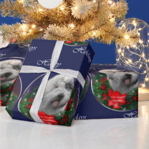 Papier Cadeau Chien de berger anglais de Noël