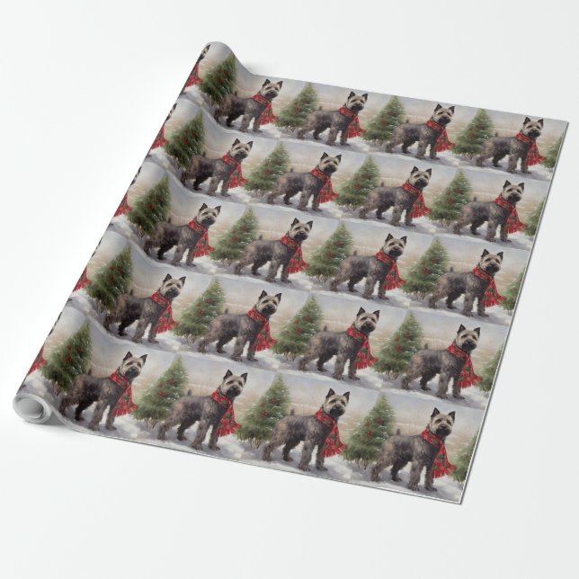 Papier Cadeau Chien de Chesapeake à Noël de neige (Déroulé)