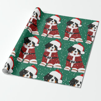 Papier Cadeau Chien de montagne bernois Père Noël Paws