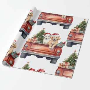 Papier Cadeau Chien de Noël avec papier d'enveloppement cadeaux