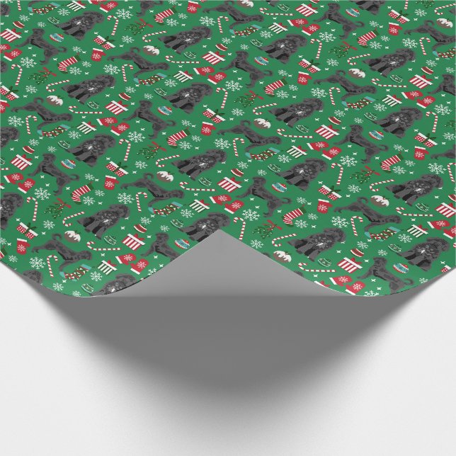 Papier Cadeau Chien de Noël de Black Labradoodle (Coin)